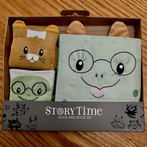 NEW Demdaco Story Time Plush Book and Sock Set Baby Toddler Children Play Read - Picture 1 of 4